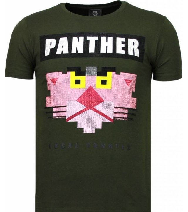 Local Fanatic Panther For A Cougar - Strass T Shirt Herren - Grün
