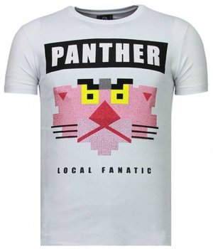 Local Fanatic Panther For A Cougar - Strass T Shirt Herren - Weiß