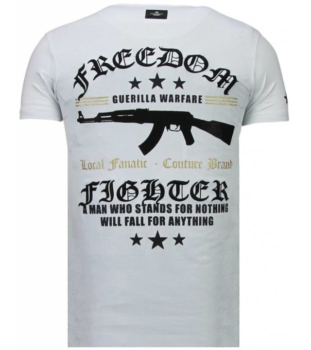 Local Fanatic Freedom Fighter - Strass T Shirt Herren - Weiß