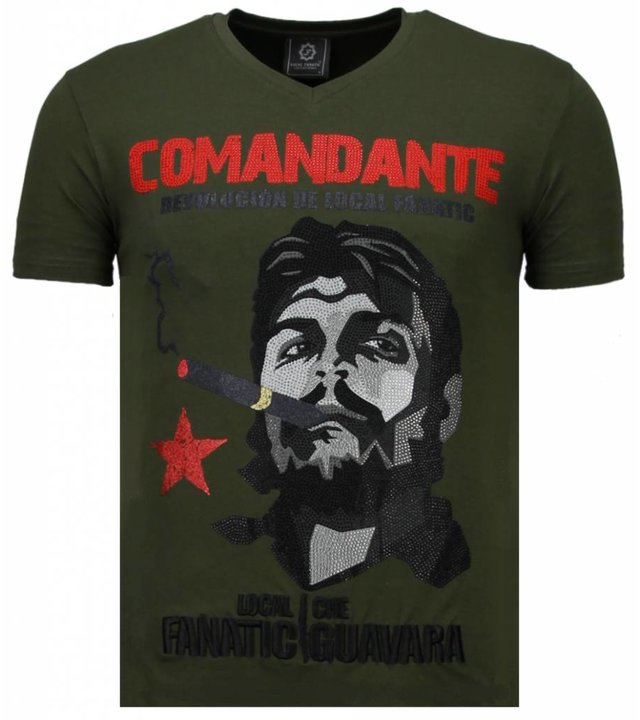 Local Fanatic Che Guevara Comandante -Strass T Shirt Herren - Grün