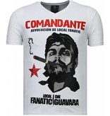 Local Fanatic Che Guevara Comandante - Strass T Shirt Herren - Weiß Local Fanatic Che Guevara Comandante - Strass T Shirt Herren - Weiß