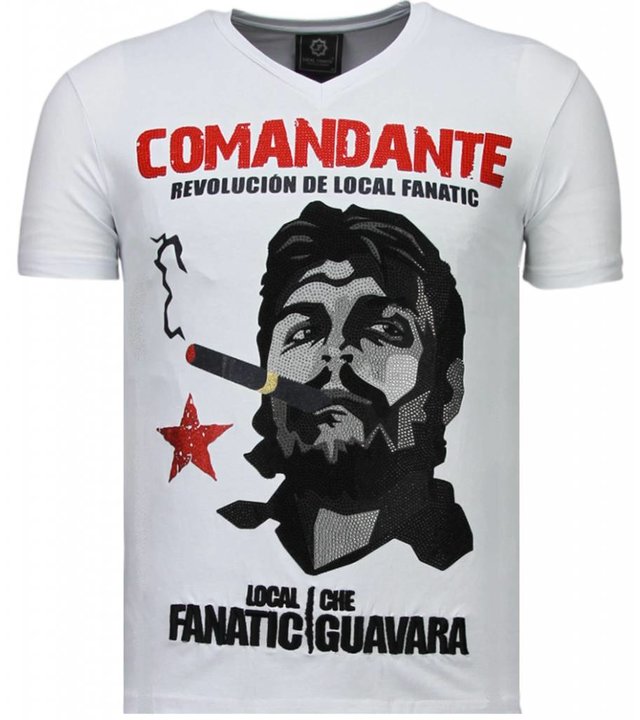 Local Fanatic Che Guevara Comandante - Strass T Shirt Herren - Weiß