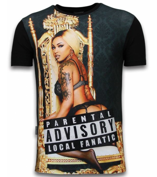 Local Fanatic Parental Advisory LF - Digital Strass T Shirt Herren - Schwarz