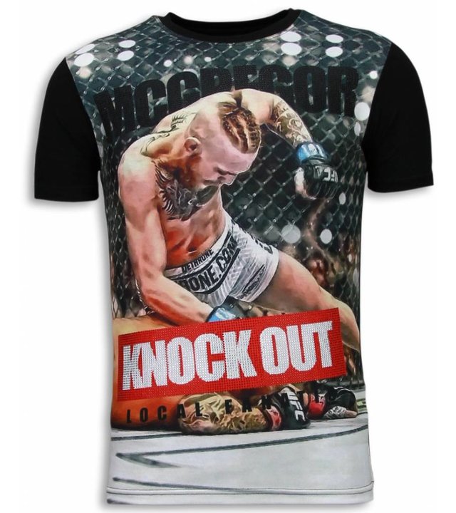 Local Fanatic McGregor Knock Out - Digital Strass T Shirt Herren - Schwarz