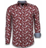 Gentile Bellini ItaliItalianische Hemden - Slim Fit -Blouse Flower Pattern - Bordeaux