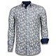 ItaliItalianische Hemden - Slim Fit -Blouse Drawn Flower Pattern - Blau