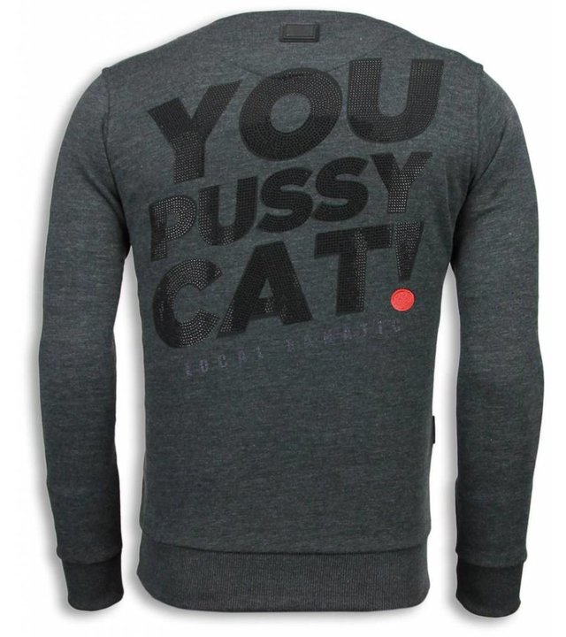 Local Fanatic Pussy Cat - Strass Sweater - Steinkohle