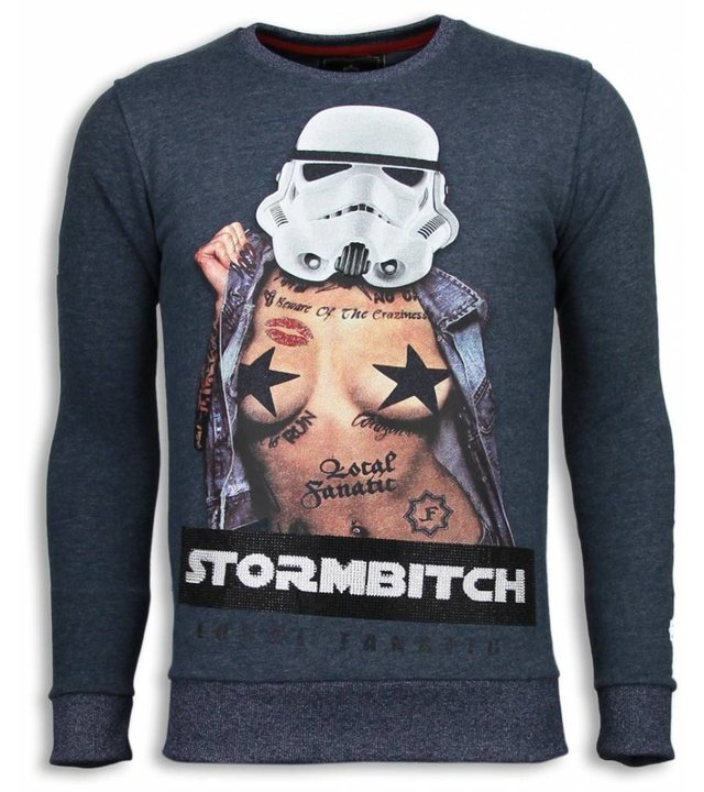 Local Fanatic Stormbitch - Strass Sweater - Blau