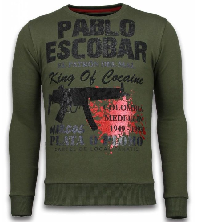 Local Fanatic Pablo Escobar - Strass Sweater - Grün