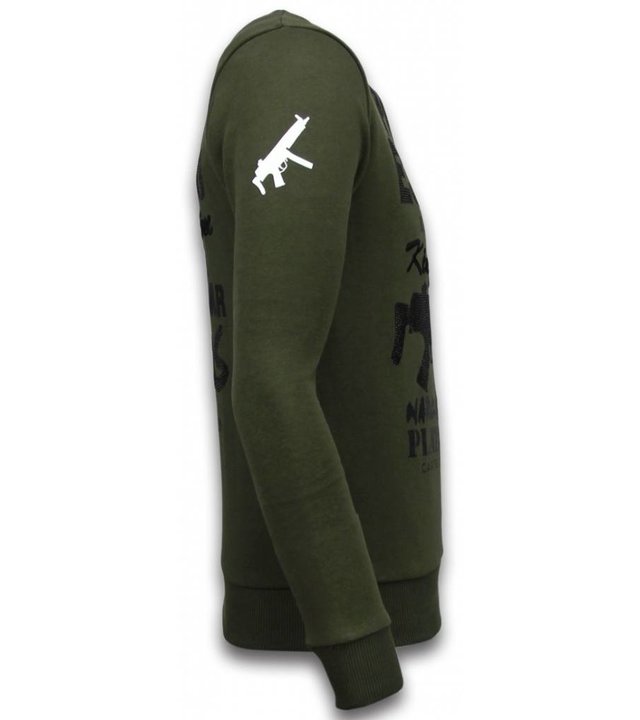 Local Fanatic Pablo Escobar - Strass Sweater - Grün