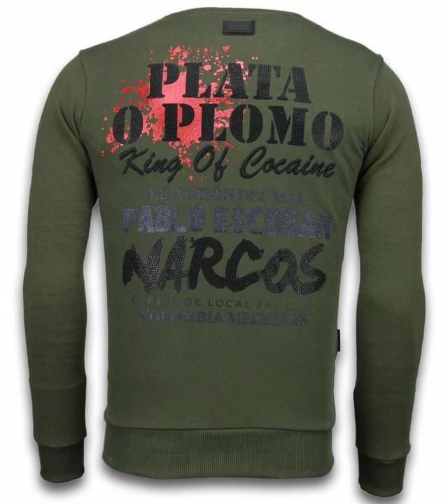 Local Fanatic Pablo Escobar - Strass Sweater - Grün
