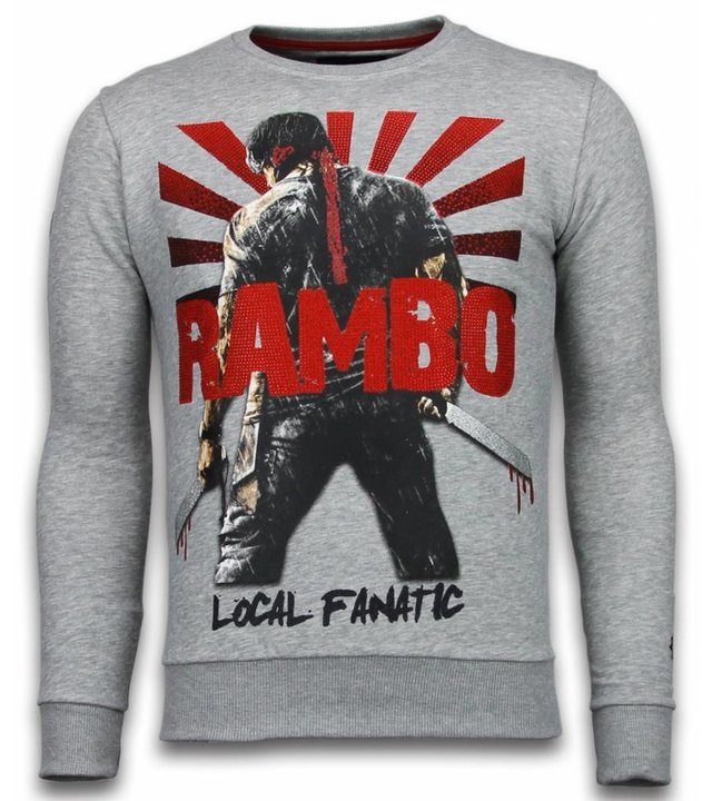 Local Fanatic Rambo - Strass Sweater - Grau