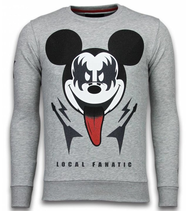 Local Fanatic Kiss My Mickey - Strass Sweater - Grau