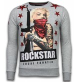 Local Fanatic Marilyn Rockstar - Strass Sweater - Grau