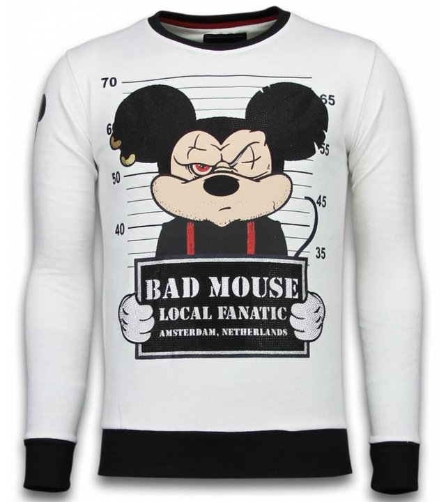 Local Fanatic Bad Mouse - Strass Sweater - Weiß