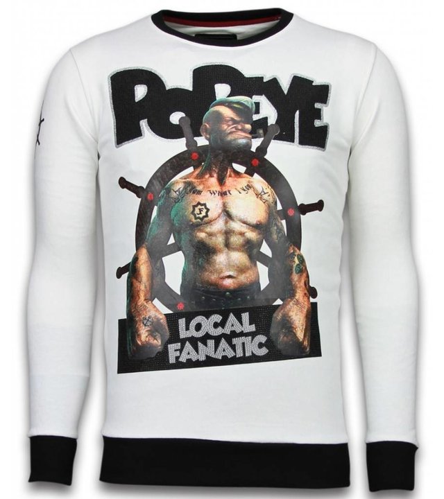 Local Fanatic Popeye - Strass Sweater - Weiß