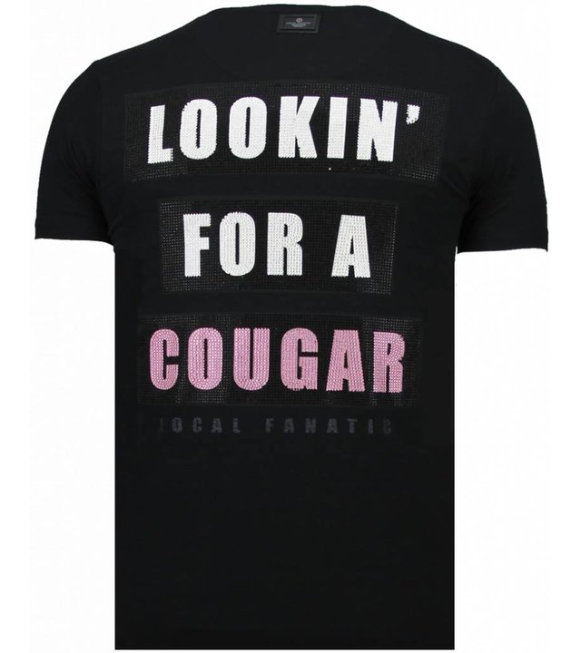 Local Fanatic Panther For A Cougar - Strass T-shirt - Schwarz