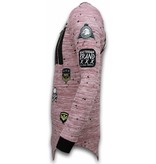 Local Fanatic Longfit Asymmetric Embriordry - Sweater Patches - US Army - Rosa Local Fanatic Longfit Asymmetric Embriordry - Sweater Patches - US Army - Rosa