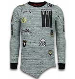 Local Fanatic Longfit Asymmetric Embriordry - Sweater Patches - US Army - Grün Local Fanatic Longfit Asymmetric Embriordry - Sweater Patches - US Army - Grün