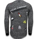 Local Fanatic Longfit Embriordry - Sweater Patches - Elite Crew - Grau Local Fanatic Longfit Embriordry - Sweater Patches - Elite Crew - Grau
