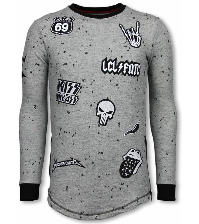 Local Fanatic Longfit Embriordry - Sweater Patches - Rockstar - Grau