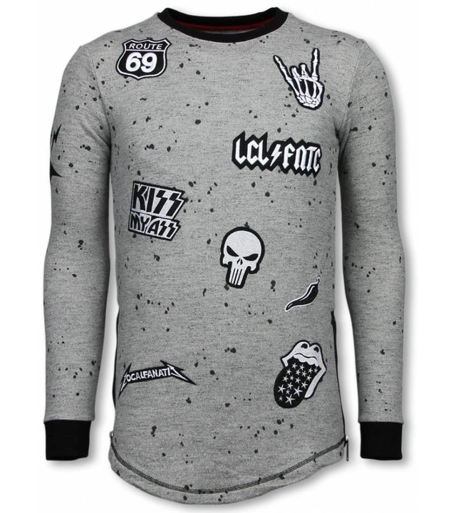 Local Fanatic Longfit Embriordry - Sweater Patches - Rockstar - Grau