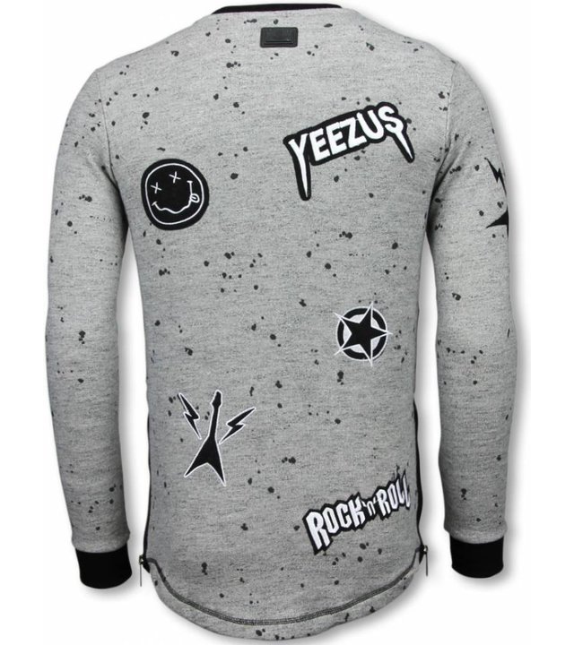 Local Fanatic Longfit Embriordry - Sweater Patches - Rockstar - Grau