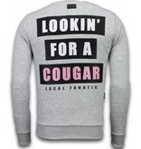 Local Fanatic Panther - Strass Sweater - Grau