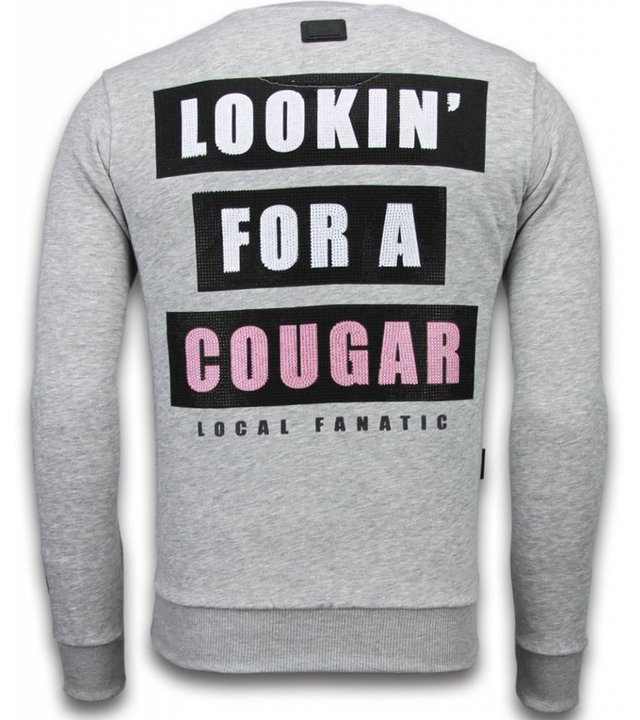 Local Fanatic Panther - Strass Sweater - Grau