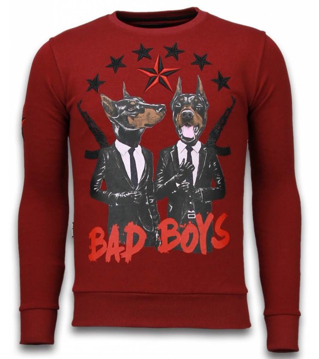 Local Fanatic Bad Boys - Strass Sweater - Bordeaux