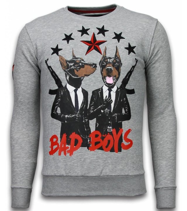 Local Fanatic Bad Boys - Strass Sweater - Grau