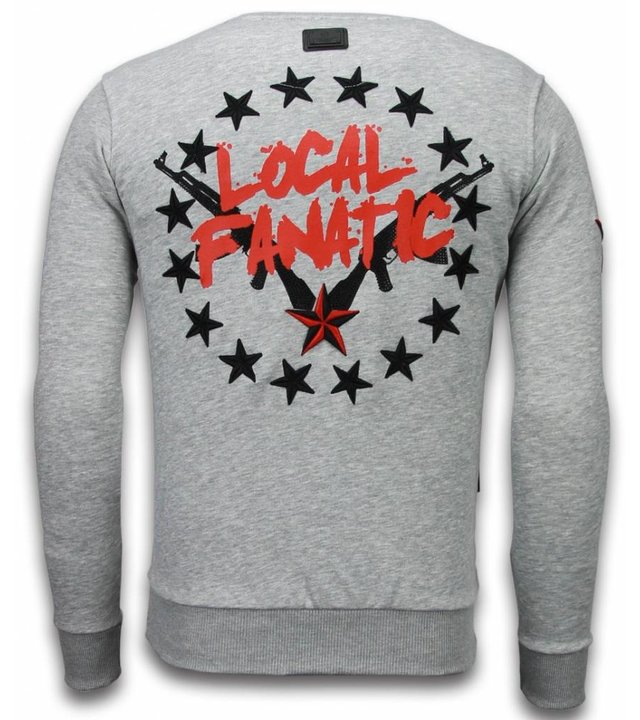 Local Fanatic Bad Boys - Strass Sweater - Grau