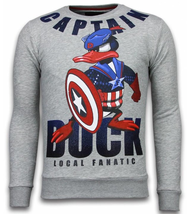 Local Fanatic Captain Duck - Strass Sweater - Grau