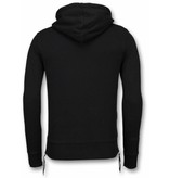 Bread & Buttons Casual Hoodie - Sweater Herren Side Zippers - Schwarz