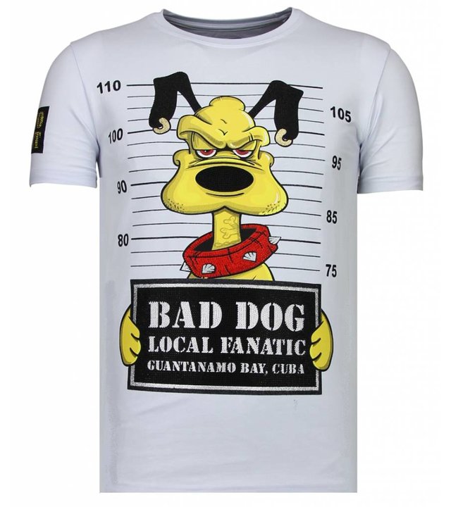 Local Fanatic Bad Dog - Strass T-shirt - Weiß