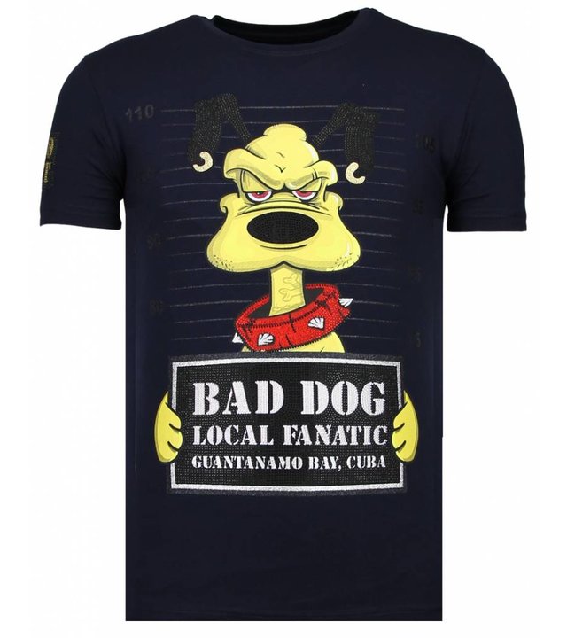 Local Fanatic Bad Dog - Strass T-shirt - Blau