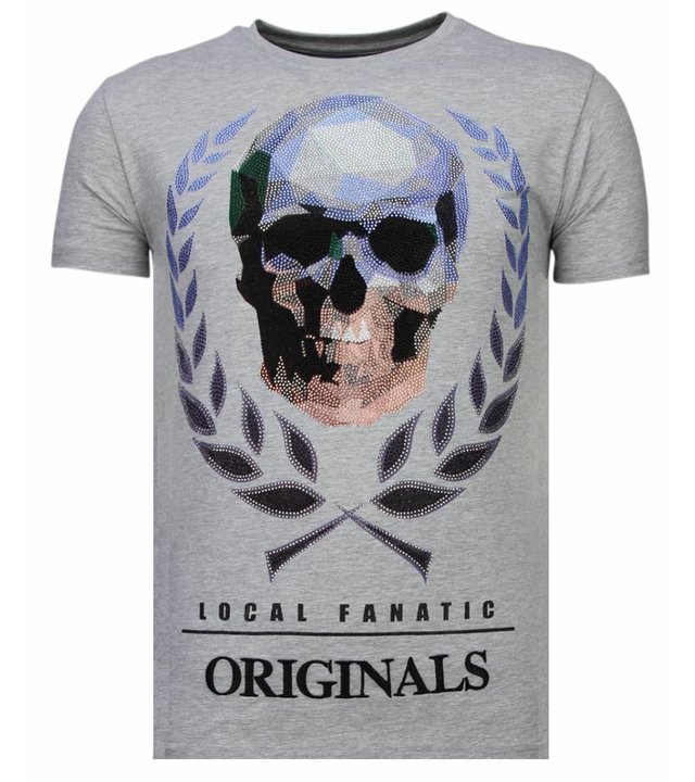 Local Fanatic Skull Originals - Strass T-shirt - Grau