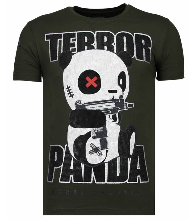 Local Fanatic Terror Panda - Strass T-shirt - Grün