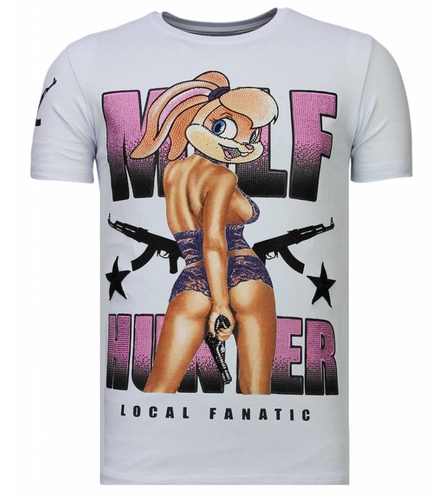 Local Fanatic Milf Hunter - Strass T-shirt - Weiß