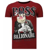 Local Fanatic Billionaire Boss - Strass T-shirt - Bordeaux