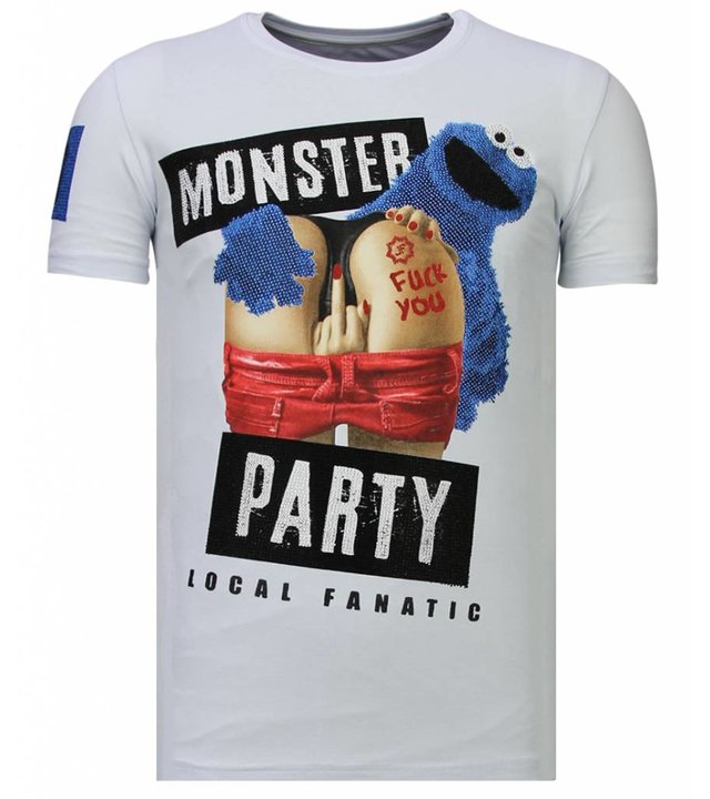 Local Fanatic Monster Party - Strass T-shirt - Weiß