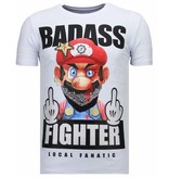 Local Fanatic Fight Club Mario - Strass T-shirt - Weiß