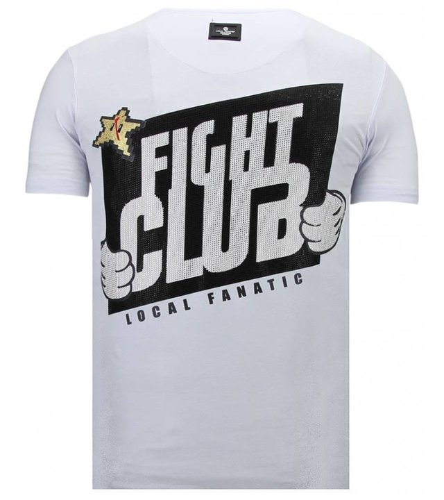 Local Fanatic Fight Club Mario - Strass T-shirt - Weiß