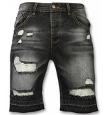 Enos Kurze Hosen Herren - Slim Fit Ripped Shorts - Schwarz
