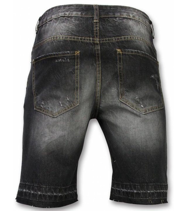 Enos Kurze Hosen Herren - Slim Fit Ripped Shorts - Schwarz