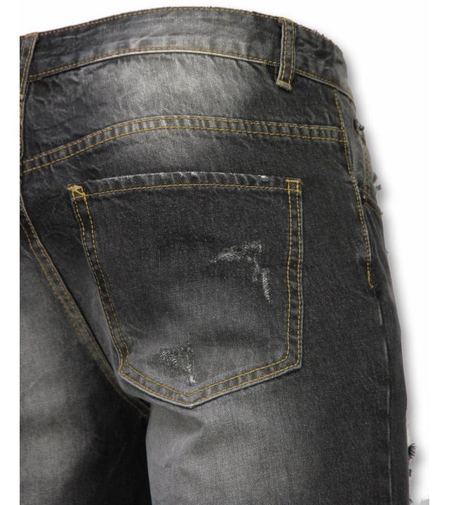 Enos Kurze Hosen Herren - Slim Fit Ripped Shorts - Schwarz