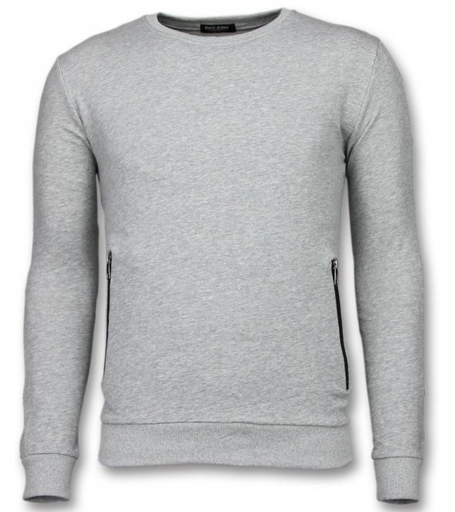 Enos Lässige Crewneck - Buttons Pullover - Grau