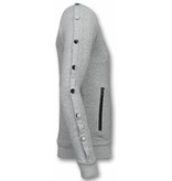 Enos Lässige Crewneck - Buttons Pullover - Grau