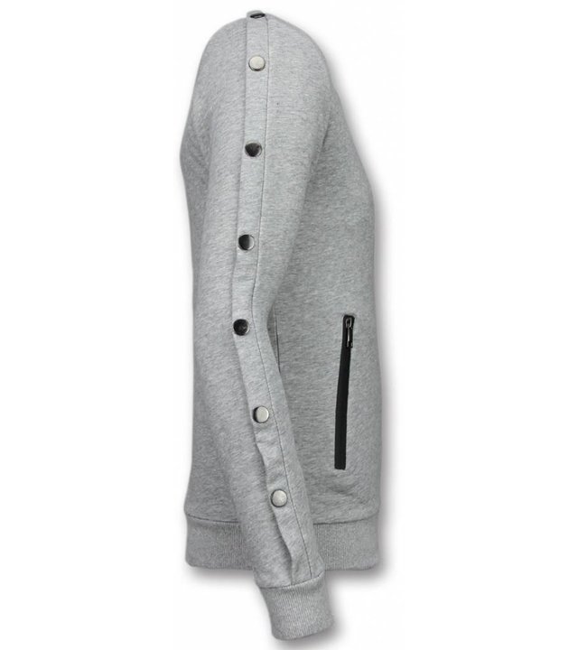 Enos Lässige Crewneck - Buttons Pullover - Grau