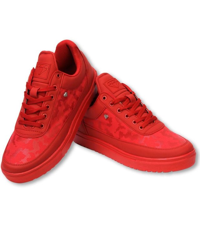 Cash Money Herren Schuhe - Herren Sneaker Low Camouflage Side - Case Army Full Red